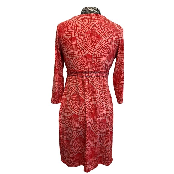 Pea in the Pod Maternity Wrap Dress Red White Geometric V-Neck‎ 3/4 Sleeves XS - Picture 3 of 15